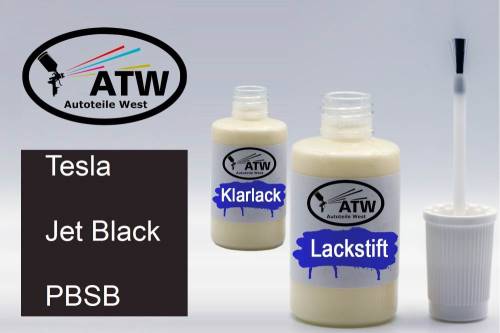 Tesla, Jet Black, PBSB: 20ml Lackstift + 20ml Klarlack - Set, von ATW Autoteile West.